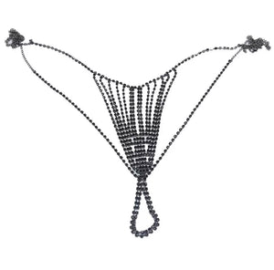 Rhinestone Vertical Chain Thong - Crystall's Sirens