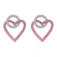 Load image into Gallery viewer, Double Heart Rhinestone Earrings