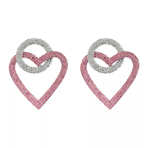 Double Heart Rhinestone Earrings