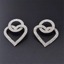 Load image into Gallery viewer, Double Heart Rhinestone Earrings