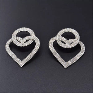 Double Heart Rhinestone Earrings