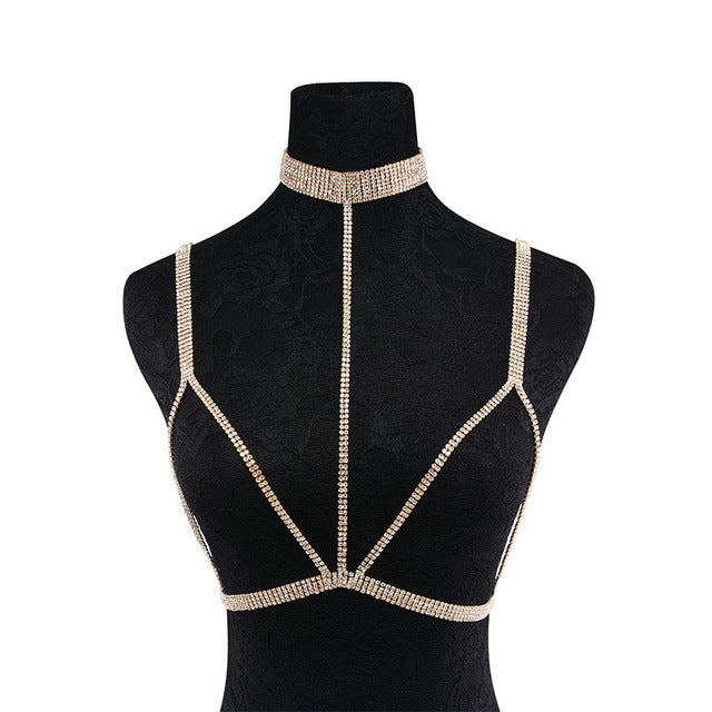 Rhinestone Harness Bralette - Crystall's Sirens